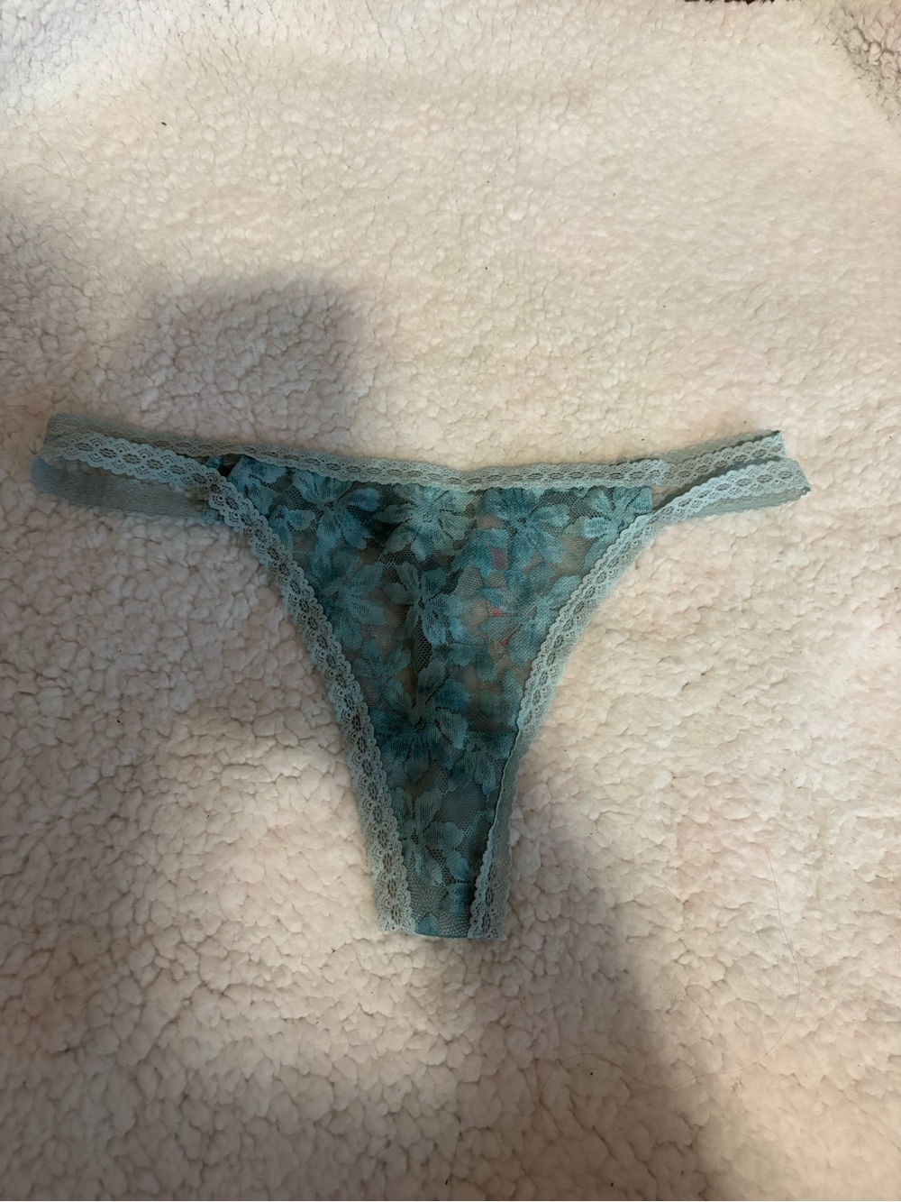 Victoria's Secret Teal Lace Thong Panty